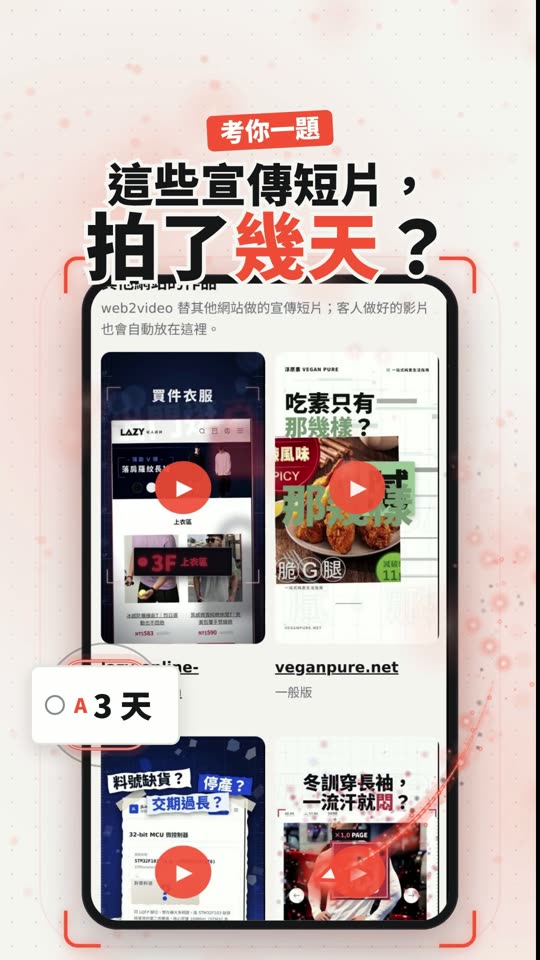 web2video 宣傳短片封面：考你一題，這些宣傳短片拍了幾天？